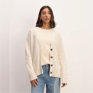 NWOT Everlane The Cotton Honeycomb Cardigan Cream XS